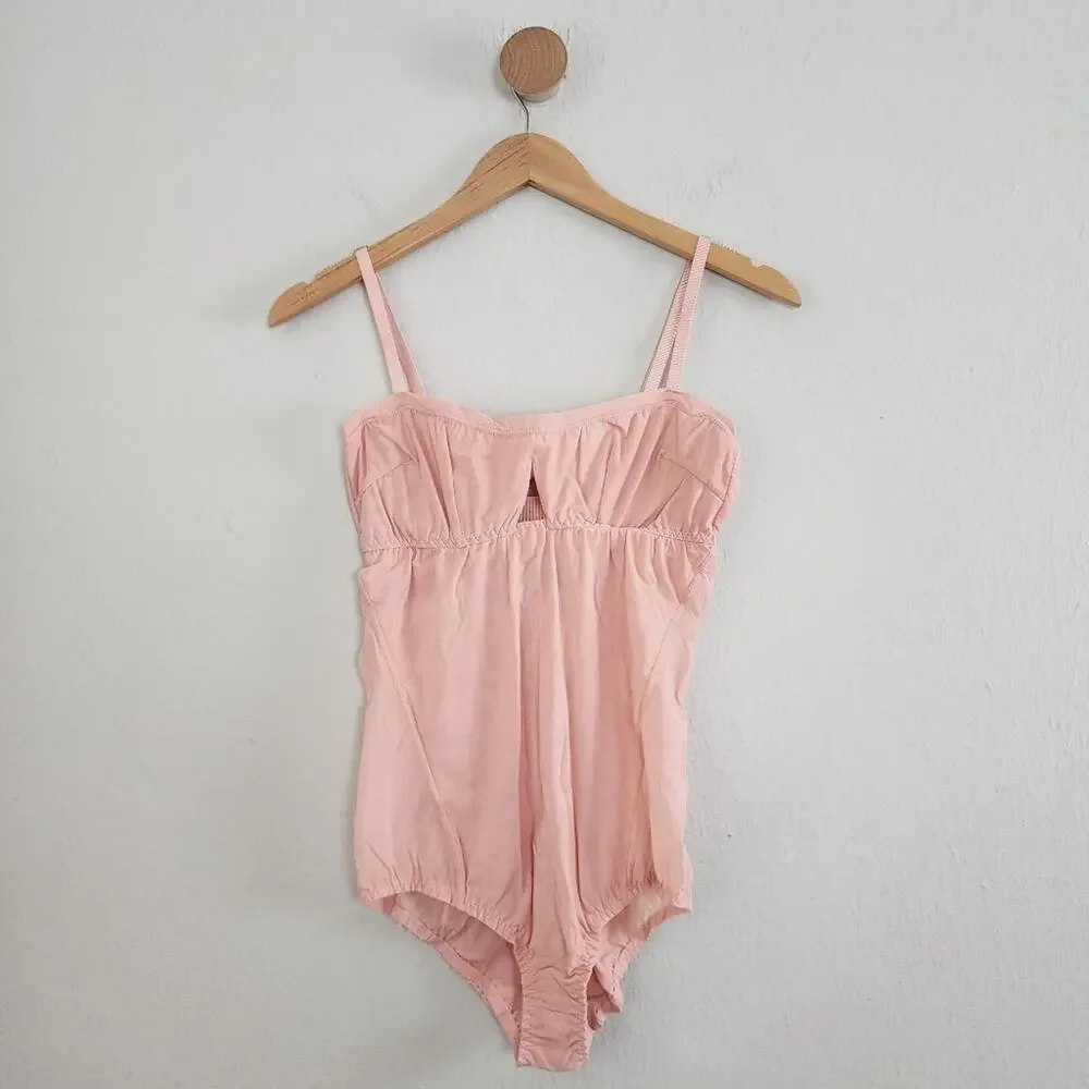 We Are HAH x Free People Underwire Mesh Bodysuit NWT Copper Rose Pink Size M